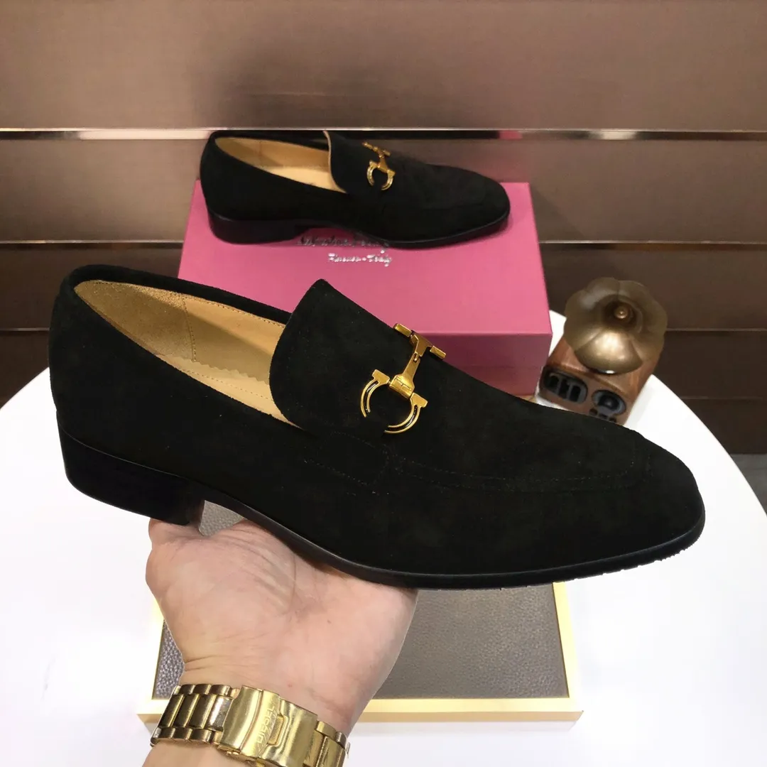 Men's shoes 💰500💰 [Ferragamo/Ferragamo] The latest model in the counter. Original imported high-quality cowhide with open sides + imported 🐂 water-dyed cowhide lining + original luxury metal buckle + original combination outsole. Comparison without pressure 38--45 (45 is custom-made and cannot be returned or exchanged)